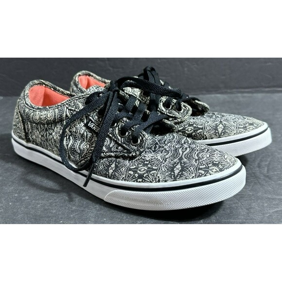Vans Atwood Low Black Paisley Print Canvas Skate Shoes Women's Size 7 - Picture 3 of 8